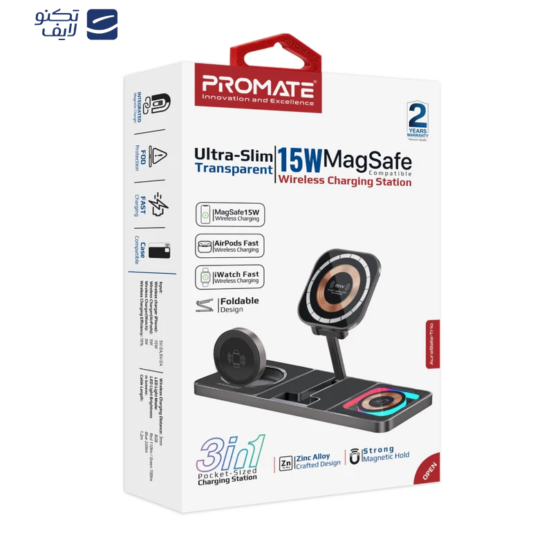 شارژر بی سیم پرومیت مدل AURASLATE-TRIO شارژر بی سیم پرومیت مدل AURASLATE-TRIO