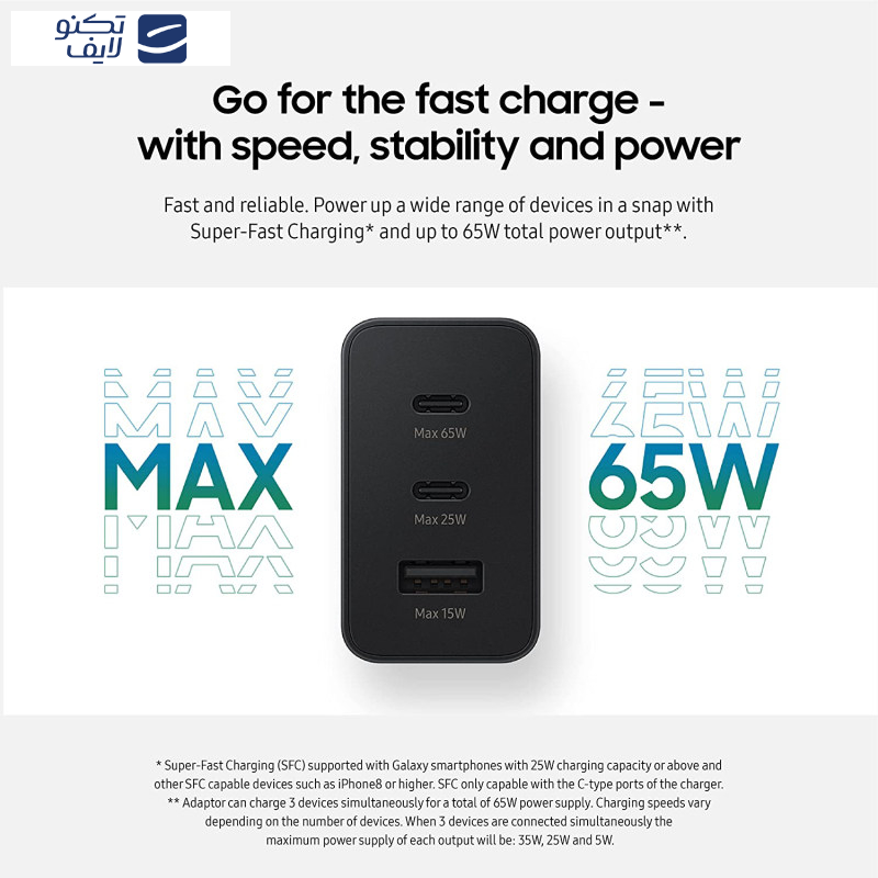 شارژر دیواری 65 وات مدل EP-TA855NB  شارژر دیواری 65 وات مدل EP-TA855NB