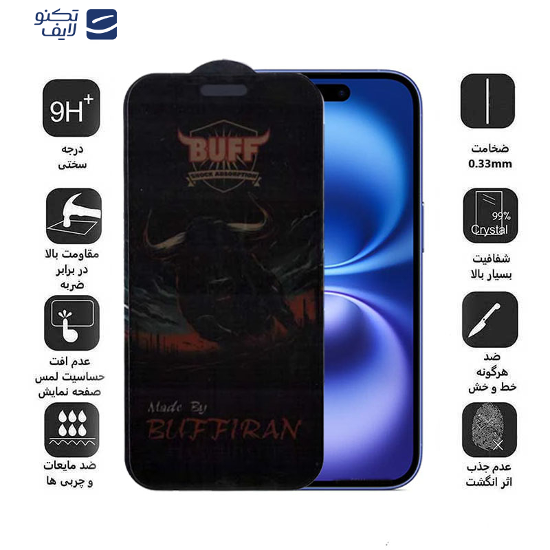 محافظ صفحه نمایش حریم شخصی بوف مدل BullRun Privacy Pro مناسب برای گوشی موبایل اپل iPhone 16 Plus محافظ صفحه نمایش حریم شخصی بوف مدل BullRun Privacy Pro مناسب برای گوشی موبایل اپل iPhone 16 Plus