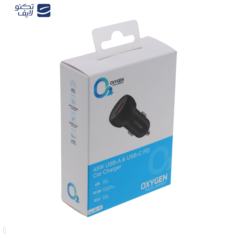 شارژر فندکی 45 وات اکسیژن مدل AC-15 شارژر فندکی 45 وات اکسیژن مدل AC-15