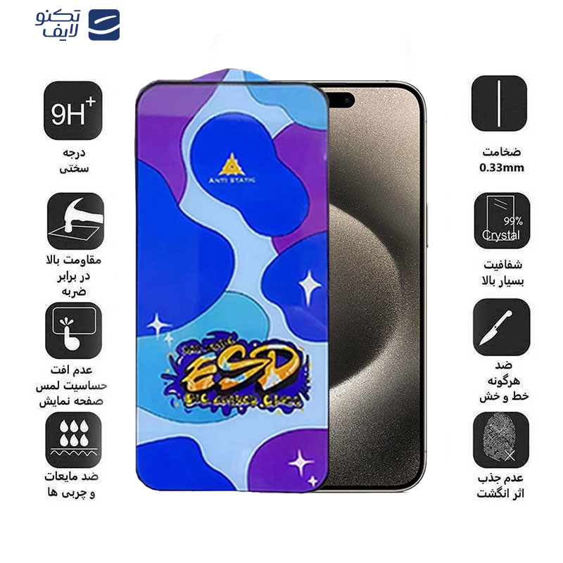 محافظ صفحه نمایش اپیکوی مدل Star ESD مناسب برای گوشی موبایل اپل iPhone 15 Pro Max محافظ صفحه نمایش اپیکوی مدل Star ESD مناسب برای گوشی موبایل اپل iPhone 15 Pro Max