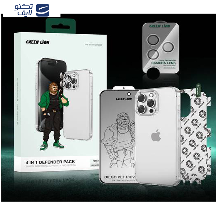 محافظ صفحه نمایش گرین لاین مدل 4in1 مناسب برای گوشی موبایل اپل  iPhone 16 Pro Max به همراه محافظ پشت گوشی و محافظ لنز و کاور محافظ صفحه نمایش گرین لاین مدل 4in1 مناسب برای گوشی موبایل اپل  iPhone 16 Pro Max به همراه محافظ پشت گوشی و محافظ لنز و کاور