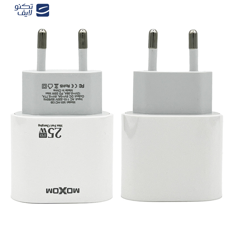 شارژر دیواری 25 وات موکسوم مدل MX-HC139 به همراه کابل تبدیل usb-C شارژر دیواری 25 وات موکسوم مدل MX-HC139 به همراه کابل تبدیل usb-C