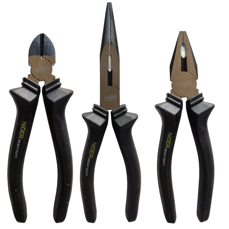 انبر دست و سیم چین و دم باریک نیدر مدل HEAVY DUTY CR-V 08 سایز 8 اینچ مجموعه 3 عددی انبر دست و سیم چین و دم باریک نیدر مدل HEAVY DUTY CR-V 08 سایز 8 اینچ مجموعه 3 عددی