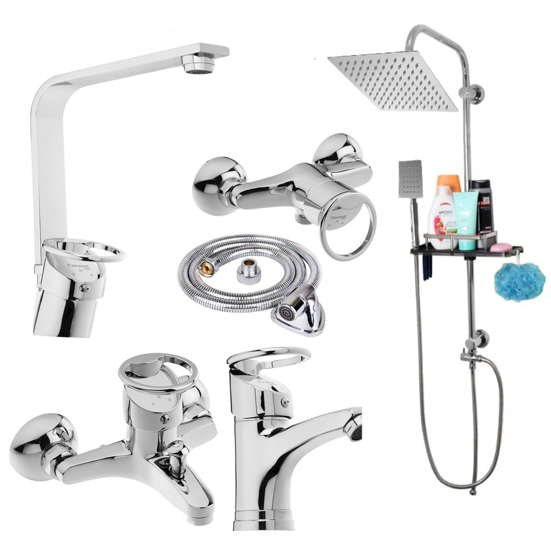 ست شیرآلات بهداشتی و ساختمانی توفیق مدل النگویی پلاس مجموعه 6 عددی