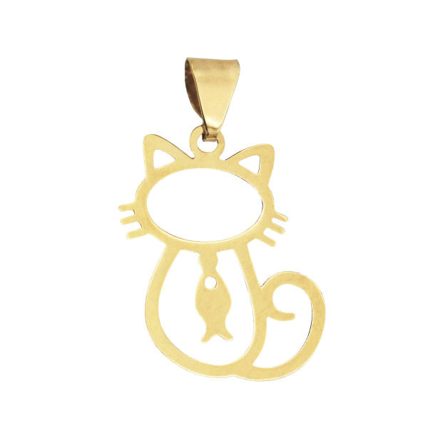 آویز گردنبند طلا 18 عیار شمیم گلد گالری طرح گربه کد 382M76