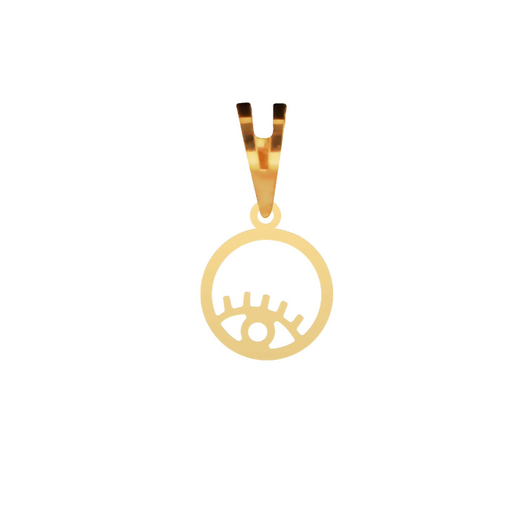 آویز گردنبند طلا عیار 750 شمیم گلد گالری طرح مینیمال دایره و چشم P-15 آویز گردنبند طلا عیار 750 شمیم گلد گالری طرح مینیمال دایره و چشم P-15