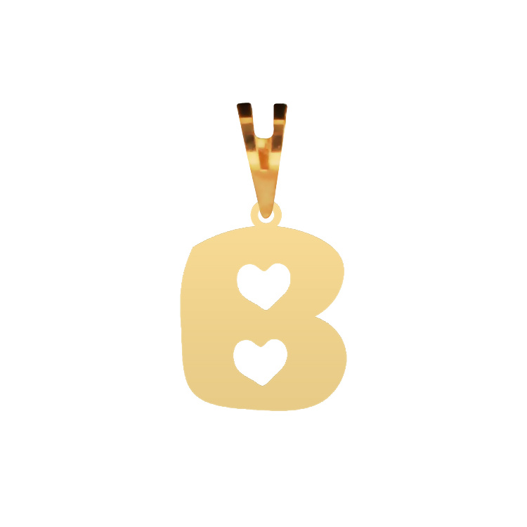 پلاک گردنبند طلا عیار 750 شمیم گلد گالری طرح حرف B و قلب P-116