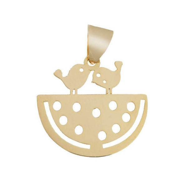 آویز گردنبند طلا 18 عیار شمیم گلد گالری طرح پرنده و هندوانه کد SG191 آویز گردنبند طلا 18 عیار شمیم گلد گالری طرح پرنده و هندوانه کد SG191