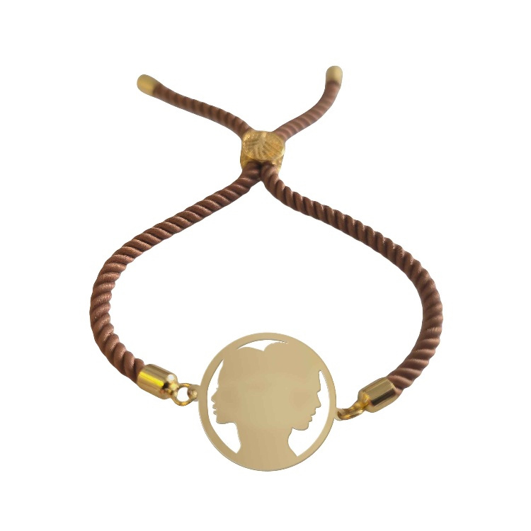 دستبند طلا 18 عیار زنانه شمیم گلد گالری طرح زن و مرد کد D6-26