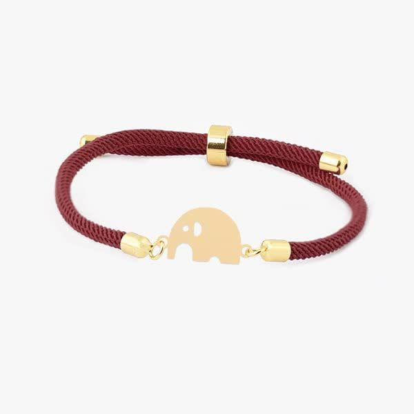 دستبند طلا 18 عیار زنانه شمیم گلد گالری مدل آسانسوری پلاک دار فیل