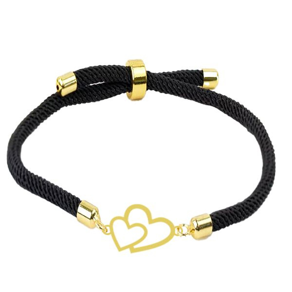 دستبند طلا 18 عیار زنانه شمیم گلد گالری مدل آسانسوری پلاک دار دوقلب دستبند طلا 18 عیار زنانه شمیم گلد گالری مدل آسانسوری پلاک دار دوقلب