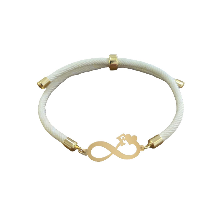 دستبند طلا 18 عیار زنانه شمیم گلد گالری مدل بینهایت و حرف F کد D65-19 دستبند طلا 18 عیار زنانه شمیم گلد گالری مدل بینهایت و حرف F کد D65-19