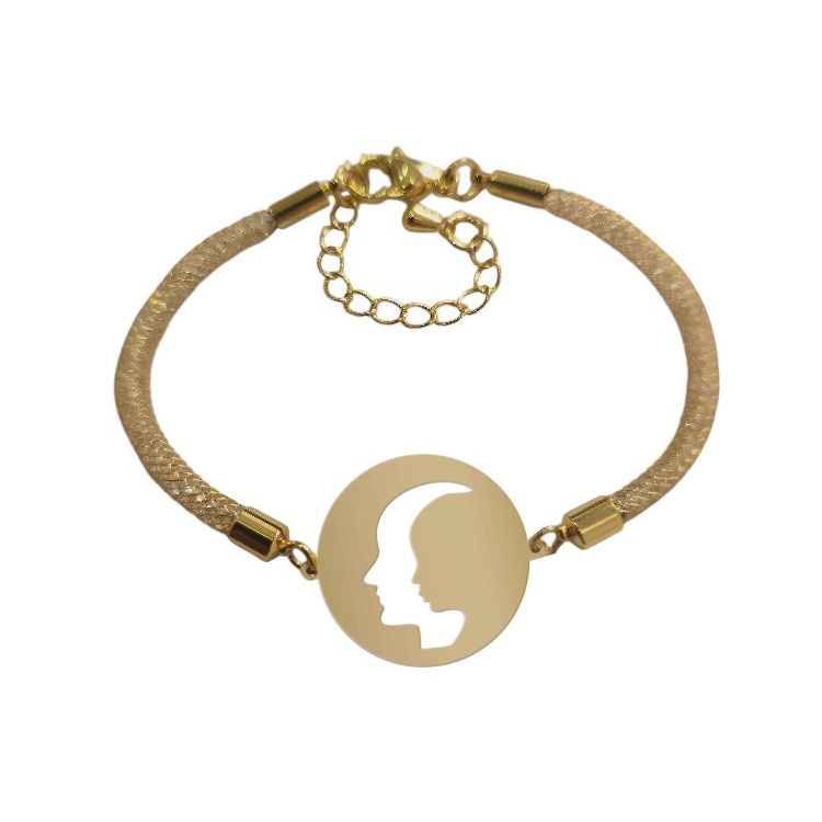 دستبند طلا 18 عیار زنانه شمیم گلد گالری مدل چهره پدر و فرزند کد D7-28 دستبند طلا 18 عیار زنانه شمیم گلد گالری مدل چهره پدر و فرزند کد D7-28