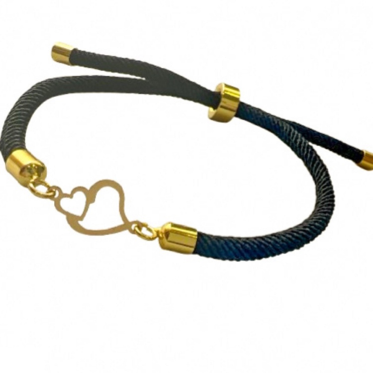 دستبند طلا 18 عیار زنانه شمیم گلد گالری طرح دو قلب کد S55-2