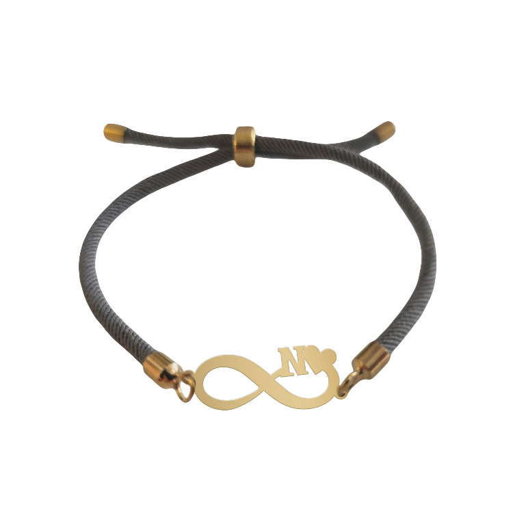 دستبند طلا 18 عیار زنانه شمیم گلد گالری مدل بینهایت و حرف N کد D64-10