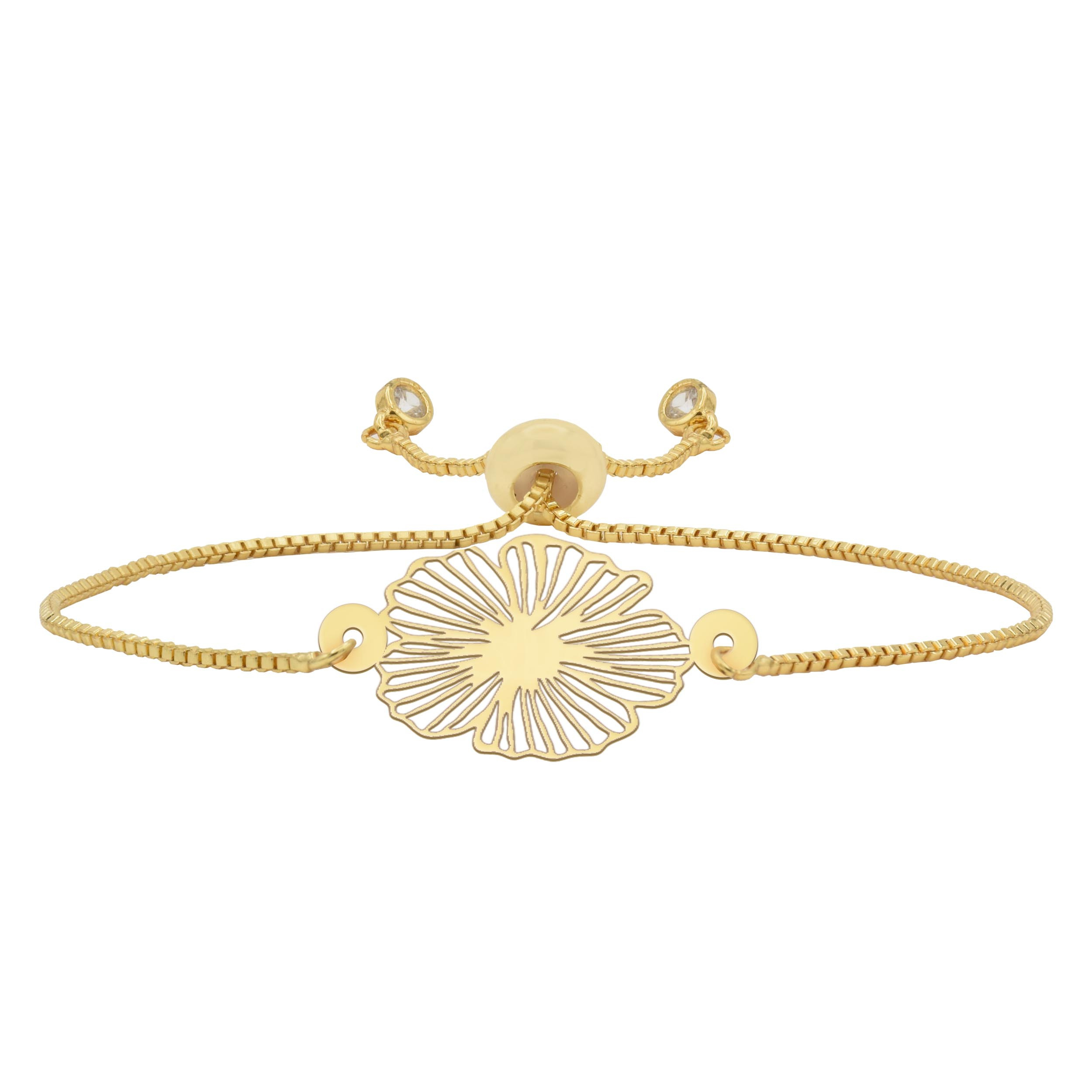 دستبند طلا 18 عیار شمیم گلد گالری طرح گل مدل D23 دستبند طلا 18 عیار شمیم گلد گالری طرح گل مدل D23