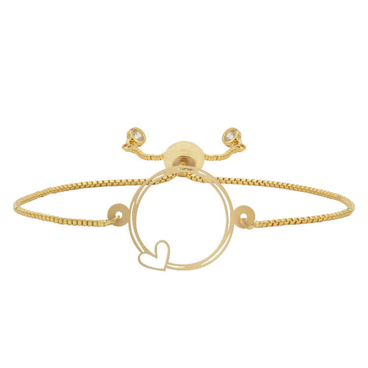 دستبند طلا 18 عیار زنانه شمیم گلد گالری مدل دایره و قلب کد D66-22