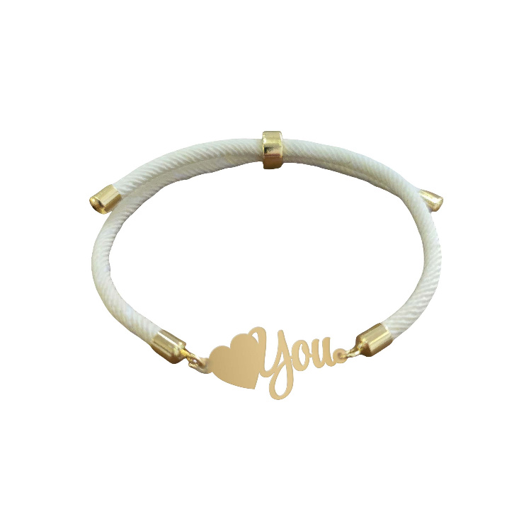 دستبند طلا 18 عیار زنانه شمیم گلد گالری مدل I LOVE YOU کد D61-19 دستبند طلا 18 عیار زنانه شمیم گلد گالری مدل I LOVE YOU کد D61-19