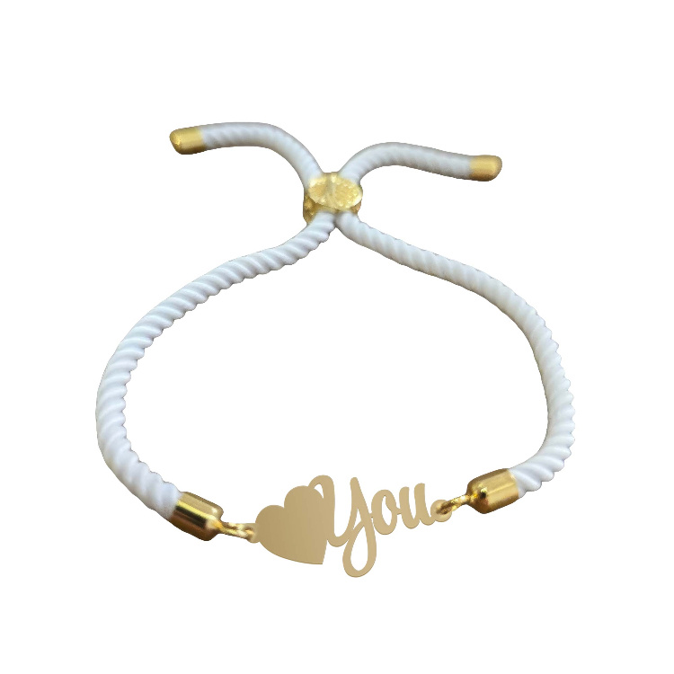 دستبند طلا 18 عیار زنانه شمیم گلد گالری مدل I LOVE YOU کد D61-18