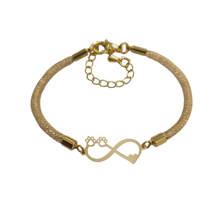 دستبند طلا 18 عیار زنانه شمیم گلد گالری طرح بینهایت و پنجه گربه دستبند طلا 18 عیار زنانه شمیم گلد گالری طرح بینهایت و پنجه گربه