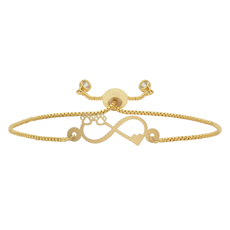دستبند طلا 18 عیار زنانه شمیم گلد گالری طرح بینهایت و قلب کد H521