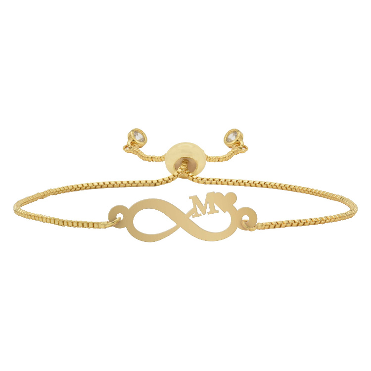 دستبند طلا 18 عیار زنانه شمیم گلد گالری طرح بی نهایت و حرف M کد D70-22 دستبند طلا 18 عیار زنانه شمیم گلد گالری طرح بی نهایت و حرف M کد D70-22