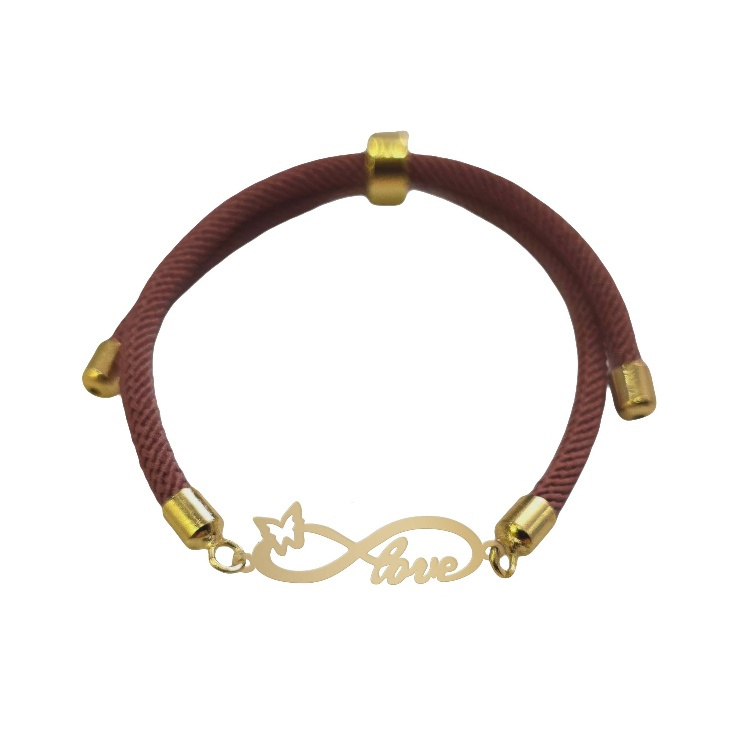 دستبند طلا 18 عیار زنانه شمیم گلد گالری مدل بینهایت و لاو کد D60-8