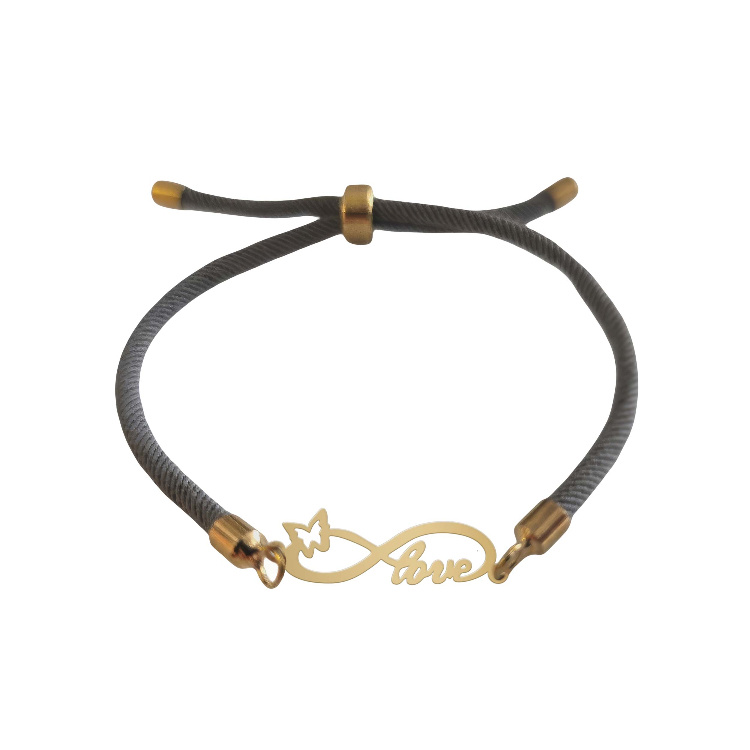 دستبند طلا 18 عیار زنانه شمیم گلد گالری مدل بینهایت و لاو کد D60-10