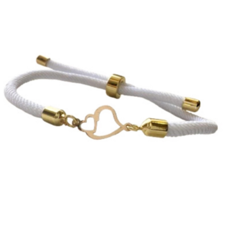 دستبند طلا 18 عیار زنانه شمیم گلد گالری طرح مینیمال دو قلب کد S55