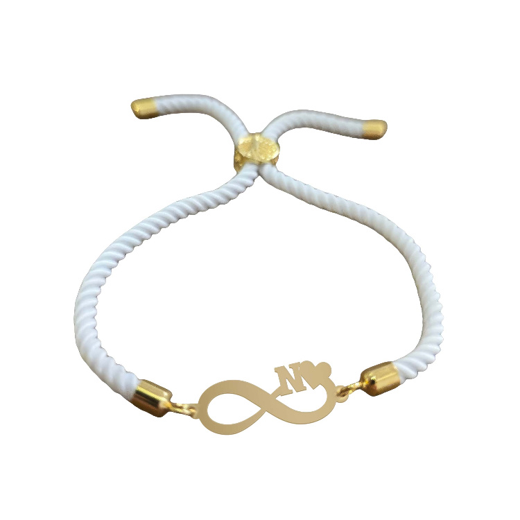 دستبند طلا 18 عیار زنانه شمیم گلد گالری مدل بینهایت و حرف N کد D64-18