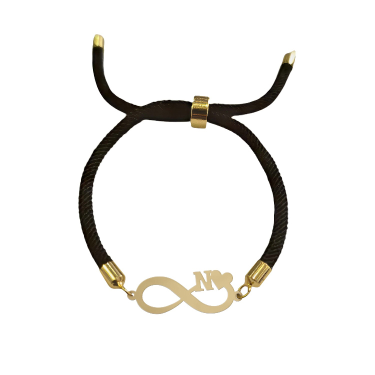 دستبند طلا 18 عیار زنانه شمیم گلد گالری مدل بینهایت و حرف N کد D64-2