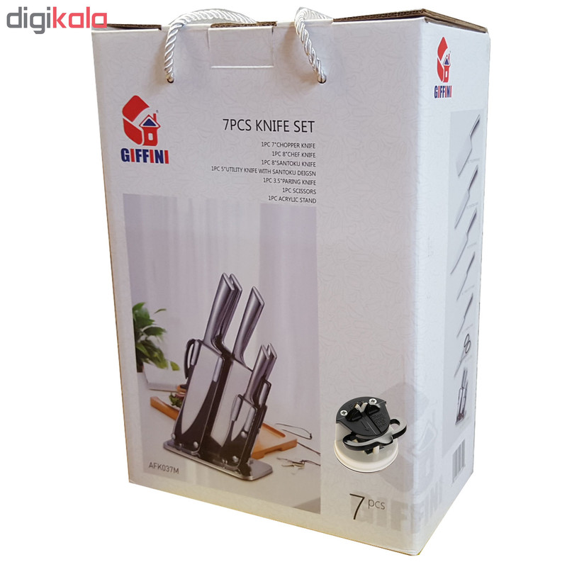 سرویس چاقو آشپزخانه 7 پارچه جی فی نی کد GKG7 بهمراه چاقو تیزکن سرویس چاقو آشپزخانه 7 پارچه جی فی نی کد GKG7 بهمراه چاقو تیزکن