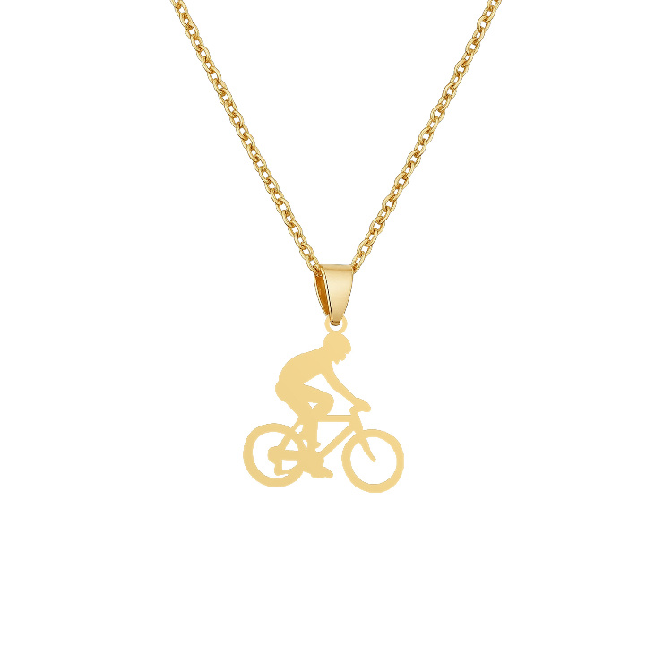 گردنبند طلا 18 زنانه شمیم گلد گالری طرح ورزشی پسر دوچرخه سوار Z-44