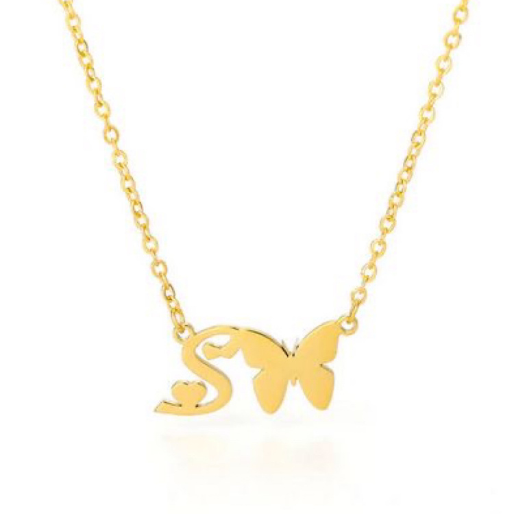 گردنبند طلا 18 عیار زنانه شمیم گلد گالری طرح پروانه و حرف S کد S-8 گردنبند طلا 18 عیار زنانه شمیم گلد گالری طرح پروانه و حرف S کد S-8
