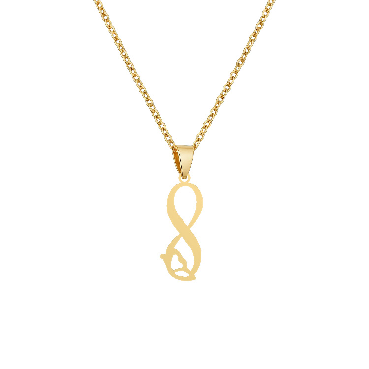 گردنبند طلا 18 زنانه شمیم گلد گالری مدل بینهایت و پروانه T-98