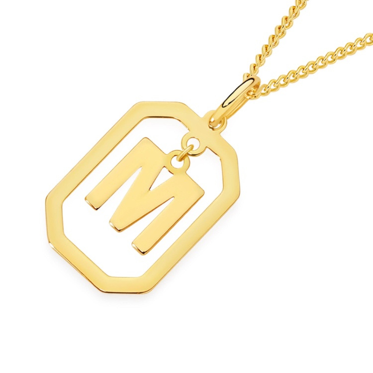 گردنبند طلا 18 عیار زنانه شمیم گلد گالری مدل مینیمال هندسی و حرف M کد S-84