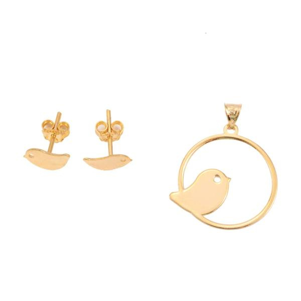 نیم ست طلا 18 عیار شمیم گلد گالری SH0012 نیم ست طلا 18 عیار شمیم گلد گالری SH0012