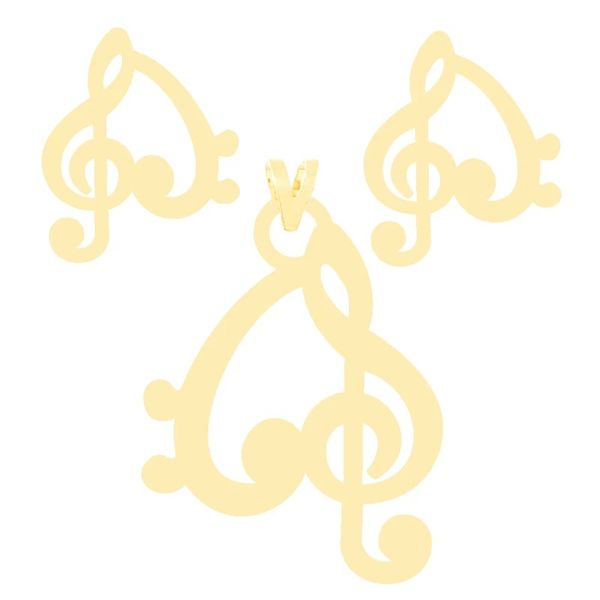 نیم ست طلا 18 عیار دخترانه شمیم گلد گالری مدل قلب موسیقی 888 نیم ست طلا 18 عیار دخترانه شمیم گلد گالری مدل قلب موسیقی 888