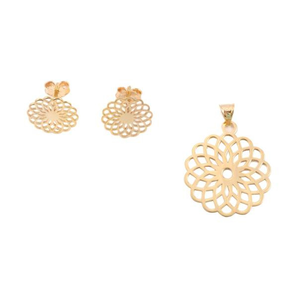 نیم ست طلا 18 عیار شمیم گلد گالری SH0016 نیم ست طلا 18 عیار شمیم گلد گالری SH0016