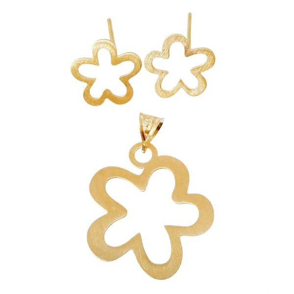 نیم ست طلا 18 عیار دخترانه شمیم گلد گالری مدل گلبرک 444