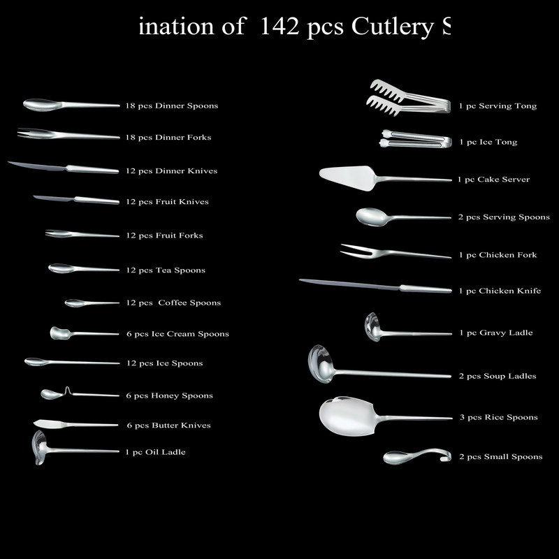 سرویس قاشق و چنگال 142 پارچه جی فی نی مدل 194 لاکچری سرویس قاشق و چنگال 142 پارچه جی فی نی مدل 194 لاکچری