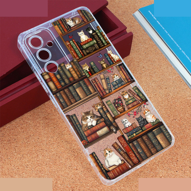 کاور طرح Cat & Books مناسب برای گوشی موبایل سامسونگ Galaxy A34