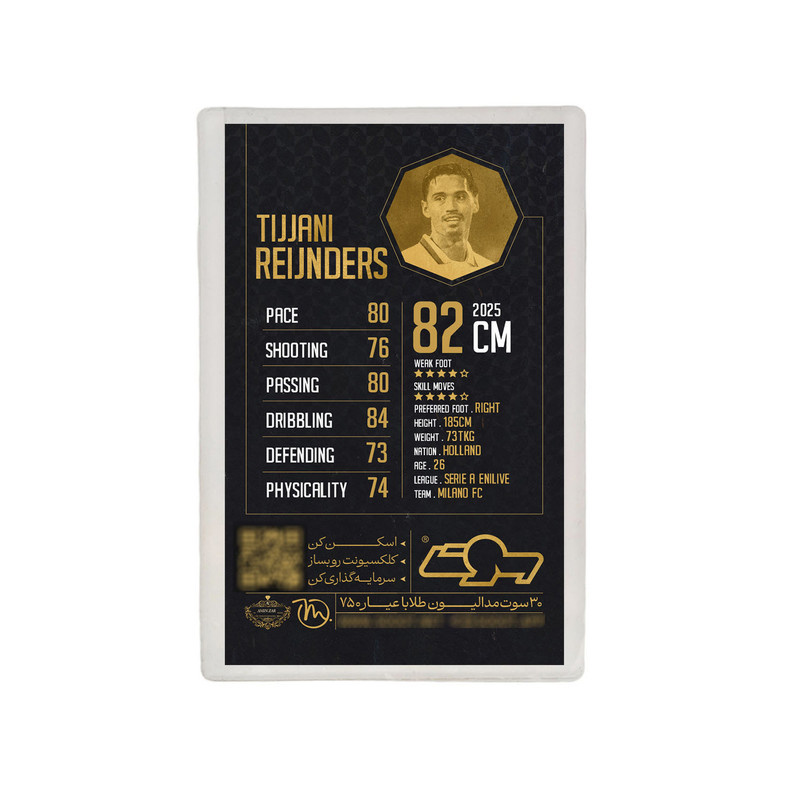 طلا گرمی 18 عیار مدوپد مدل REIJNDERS طرح فوتبالی 2025 کد SO10096 طلا گرمی 18 عیار مدوپد مدل REIJNDERS طرح فوتبالی 2025 کد SO10096