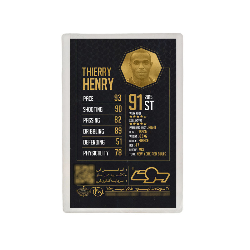 طلا گرمی 18 عیار مدوپد مدل Thierry Henry طرح فوتبالی 2025 کد SO10114 طلا گرمی 18 عیار مدوپد مدل Thierry Henry طرح فوتبالی 2025 کد SO10114