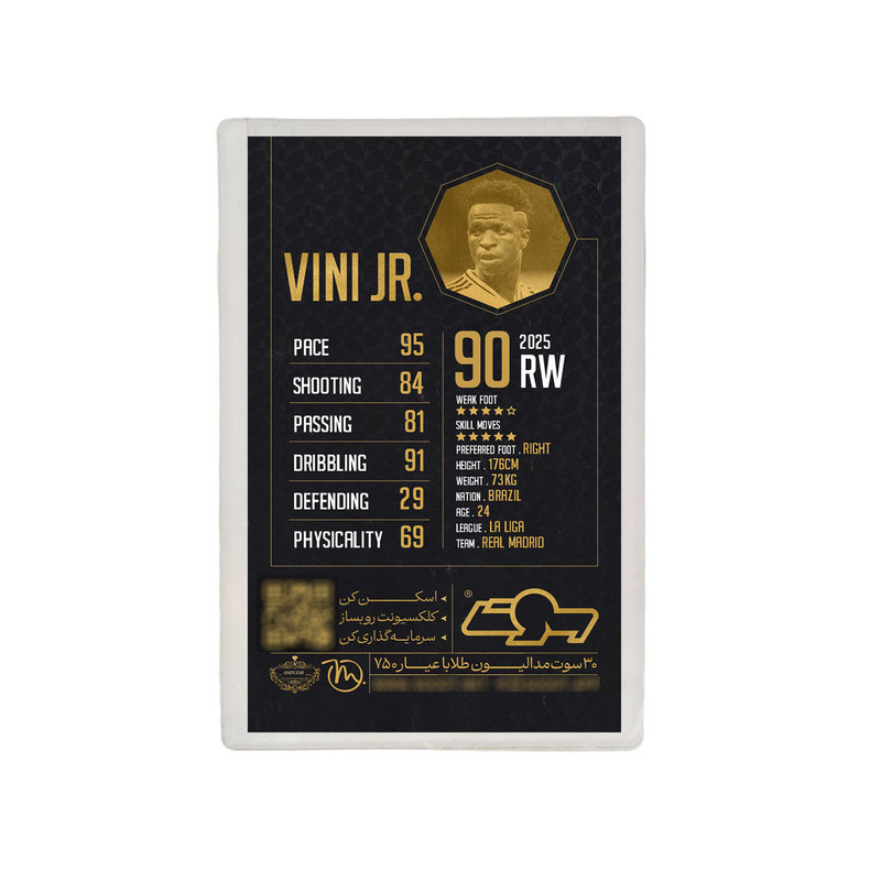 طلا گرمی 18 عیار مدوپد مدل VINI طرح فوتبالی 2025 کد SO10118 طلا گرمی 18 عیار مدوپد مدل VINI طرح فوتبالی 2025 کد SO10118