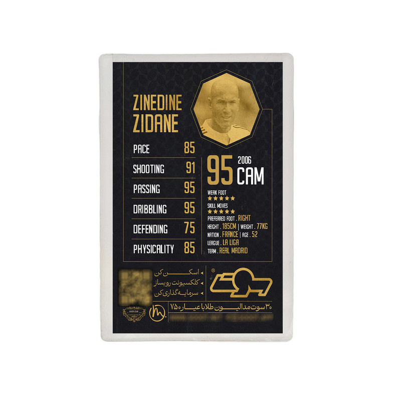طلا گرمی 18 عیار مدوپد مدل Zinedine Zidane طرح فوتبالی 2025 کد SO10126 طلا گرمی 18 عیار مدوپد مدل Zinedine Zidane طرح فوتبالی 2025 کد SO10126