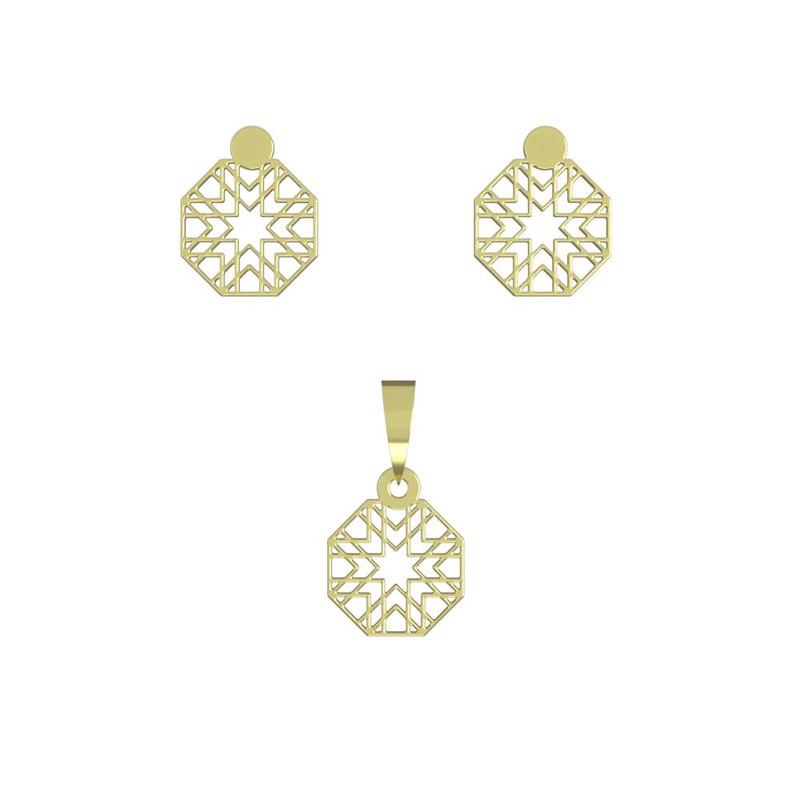 نیم ست طلا 18 عیار زنانه مدوپد مدل اسلیمی کد NA10006