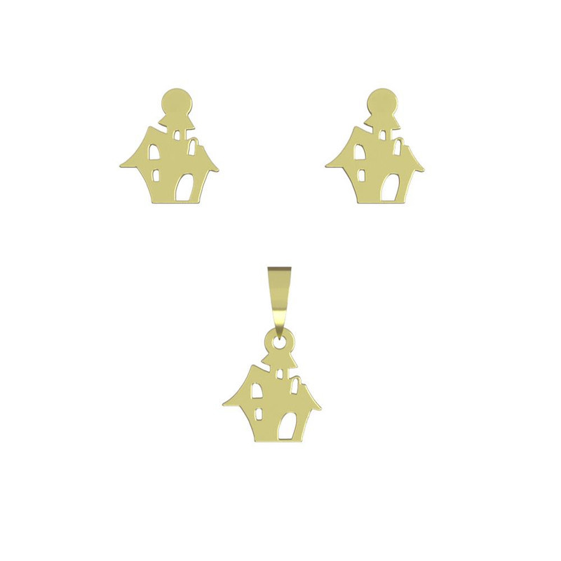 نیم ست طلا 18 عیار زنانه مدوپد مدل خانه کد NA10056