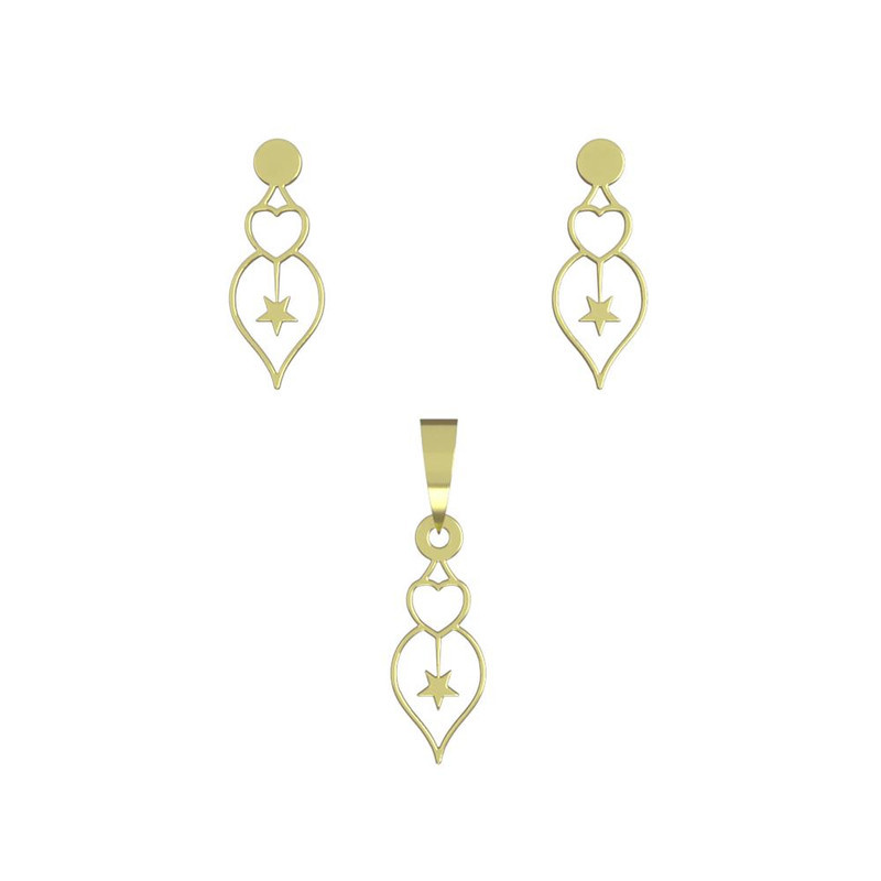 نیم ست طلا 18 عیار زنانه مدوپد مدل قلب و ستاره کد NA10146